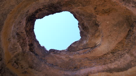 Looking-up-at-the-opening-of-Benagil-sea-cave