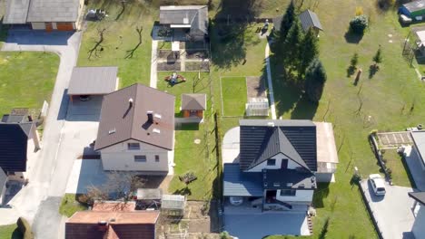 Detached-Villa-Homes-in-Typical-Slovenian-Village,-Top,-Aerial