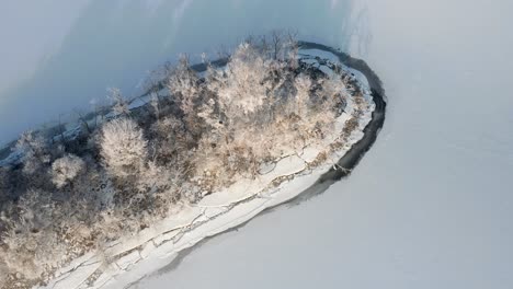 Top-View-Of-Bird-Island-In-South-Poland---aerial-shot