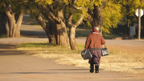 Older-African-Black-woman-walking-home-with-heavy-bags