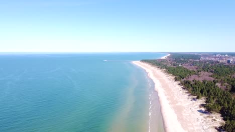 Palanga-brücke-Und-Sandige-Küste-An-Der-Ostsee-In-Litauen,-Luftbild
