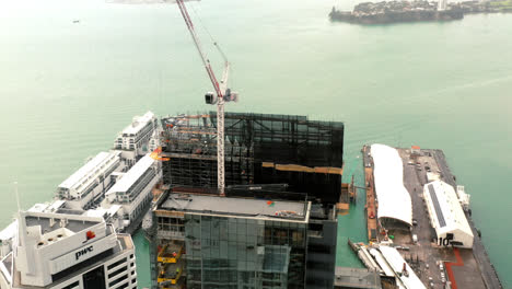 Construction-building.-Drone-footage-of-Auckland,-NewZealand