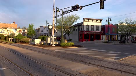 Morning-Sunlight-and-Empty-Streets-In-Small-Town-America
