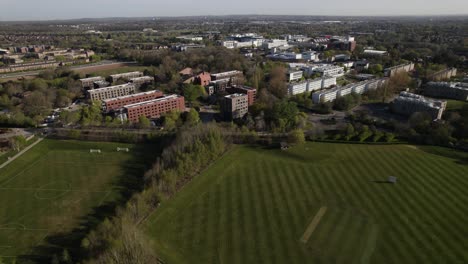 University-Of-Warwick-Campus-High-Aerial-View-From-Cricket-Pitch-Editorial