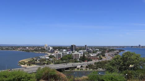 Perth-Kings-Park,-View-Over-Narrows-Bridge,-Swan-And-Canning-Rivers