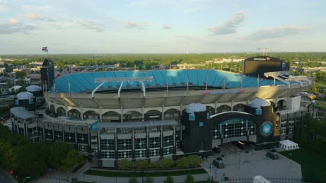 Bank-of-America-Stadium,-Aerial-View-during-Sunrise