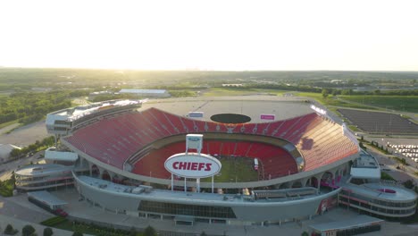 Slow-Cinematic-Orbiting-Shot-in-Front-of-Kansas-City-Chiefs'-Football-Stadium