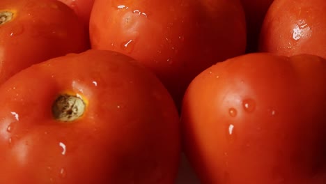 Close-up-of-ripe-wet-tomatoes-rotating.-Static