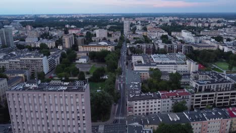 Drone-video-of-Mokotow,-Warsaw,-Poland
