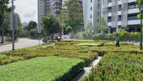 Mann-Sprüht-Gartenpestizide,-Balestier,-Singapur