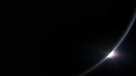 Eine-Filmische-Darstellung-Des-Sonnenaufgangs-über-Dem-Horizont-Des-Planeten-Erde,-Der-Sich-Vom-Nachtseiten-Terminator-Zur-Beleuchteten-Tageslichtseite-Dreht