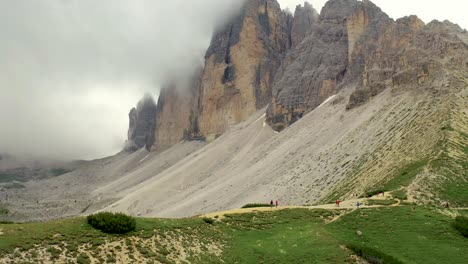 hiking-around-iconic-cloud-covered-three-peaks-mountain-in-Dolomites