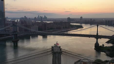 A-high-angle-aerial-view-of-the-East-River-at-sunrise