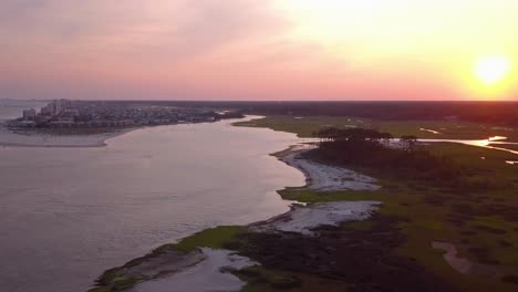 North-Myrtle-Beach-at-sunset-with-marsh-and-ocean-inlet
