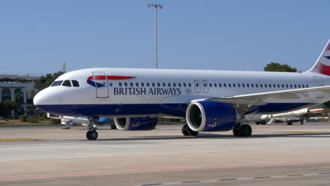 British-Airways-Airbus-Arrived-And-Landed-At-Ibiza-International-Airport-In-Spain