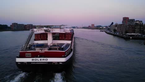 Stern-View-Of-Bolero-Cargo-Ship-Navigating-Oude-Maas