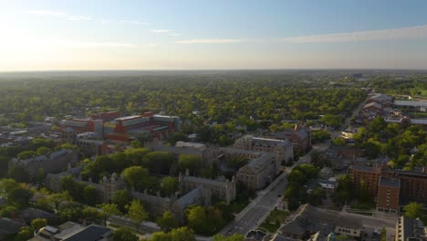Aerial-View-of-Academic-Buildings-at-University-of-Michigan,-Ann-Arbor,-Michigan