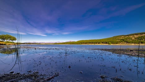 Panoramic-steady-camera-shot-of-a-beautiful-lake-in-Esquel,-Argentina