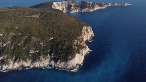 Cape-Lefkada-and-Surrounding-Cliffs,-Aerial-View-Camera-Tilt