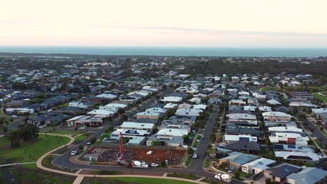 AERIAL-Orbital-Over-New-Housing-Estate-Ocean-Grove,-Victoria-Australia