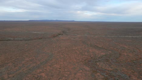 wide-deserted-landscape-view-from-above,-Australian-Outback-Scenery,-Aerial-dolly