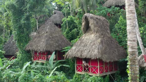 People-relaxing-in-Tree-House-Village-immersed-in-lush-vegetation,-Dominican-Republic