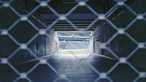 close-view-of-a-closed-entrance-to-a-soccer-stadium-in-germany,-rack-focus