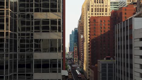 Subway-Trains-In-Urban-City-Center-Chicago