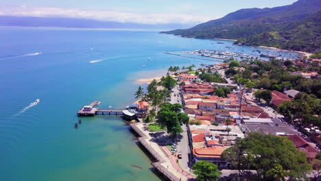 Aerial-view-of-the-historic-center-of-Ilhabela-located-on-the-north-coast-of-the-State-of-Sao-Paulo,-Brazil