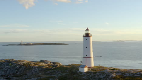 Lille-Torungen-Lighthouse-on-The-Island-Of-Arendal-Torungen-Lighthouses-In-Agder-Municipality,-Norway