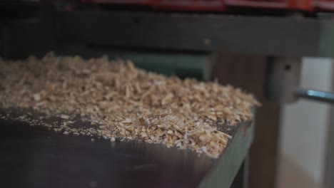 Oak-sawdust-on-table-of-planer-thicknesser-machine