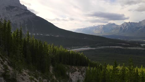 4K-bird-view-footage-of-treetops-of-Kananaskis-Country-woods-in-the-Canadian-Rockies-from-above