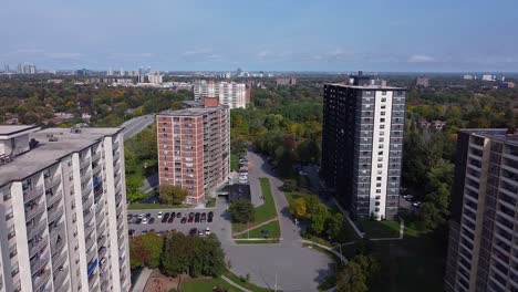 High-rise-apartment-buildings-in-vast-urban-city-neighborhood-landscape
