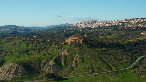 Aerial-View-Of-The-Temple-of-Hera-Lacinia-In-The-Valle-dei-Templi-On-Hilltop