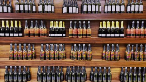 A-static-shot-of-different-types-wine-bottles-displayed-at-the-store-in-Mumbai