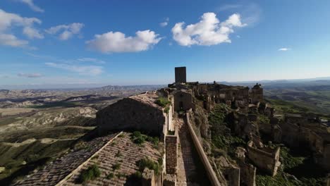 Breathtaking-FPV-drone-footage-of-the-rooftops-of-the-abandoned-ghost-town-of-Craco-in-the-Italian-province-of-Basilicata