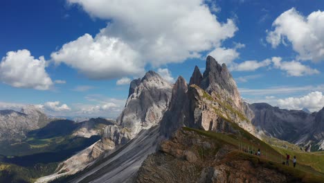 Aerial-drone-video-of-stunning-Italian-mountains-and-cliffs-with-blue-sky-background