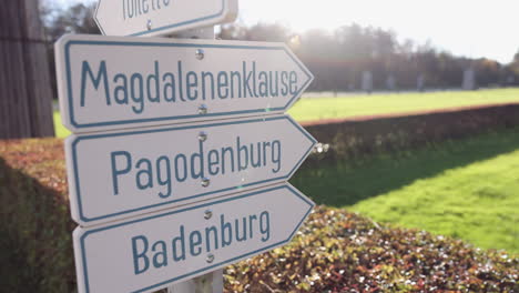 Directional-Signs-at-Nymphenburg-Castle---Munich,-Germany