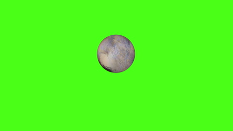 Grüner-Bildschirm-Des-Zwergplaneten-Pluto-Mit-Meteoriteneinschlägen---3D-CGI-Animation