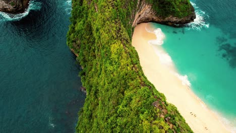 Playa-Kelingking,-Drone-4k-Directamente-Arriba-En-Nusa-Penida,-Indonesia