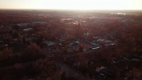 Libertyville,-Illinois,-USA-sunset-aerial-4k