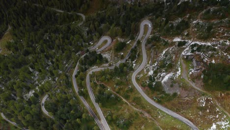 Overhead-Aerial-View-Of-Road-At-Passo-dello-Stelvio,-Alto-Adige,-Italy