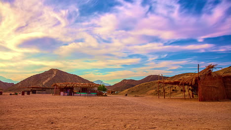 Bedouin-settlement-in-Egyptian-desert---mountain-landscape-time-lapse