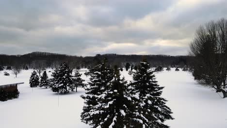 Ein-Im-Januar-Mit-Dichtem-Schnee-Bedeckter-Golfplatz