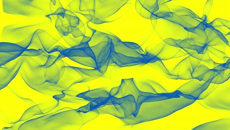 Abstrakte-Digitale-Animation-Von-Blau-Gefärbten-Flüssigkeitswolken,-Die-Auf-Gelbem-Hintergrund-Fließen