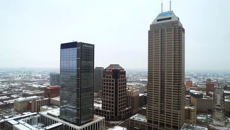 BMO-Harris-Bank-building,-Salesforce-and-Regions-Financial-towers-in-Indianapolis-town-center,-Indiana