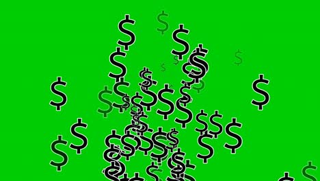 Dollarzeichen-Symbolanimationskarikatur-Auf-Grünem-Bildschirmhintergrund-Für-Geschäftskonzept