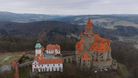 Bouzov-,-Czech-Republic---:-Hrad-Bouzov-Castle-Aerial-Drone-Shot