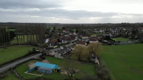 Panning-drone-Fyfield-,small-village-Essex-UK-4K-footage
