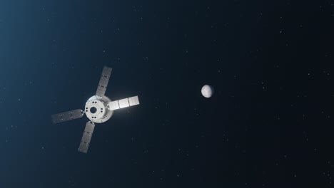 Die-Orion-Kapsel-Der-NASA-Passiert-Langsam-Die-Kamera-Auf-Ihrem-Weg-Zum-Mond